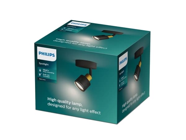 Philips 8720169300071, Spotlight på skinne, GU10, 1 ampuller, LED, 220-240 V, Sort, Messing