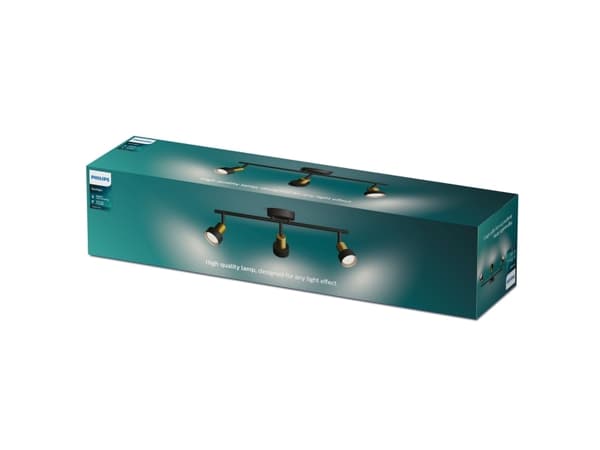 Philips 8720169299917, Spotlight på skinne, GU10, 3 ampuller, LED, 220-240 V, Sort, Messing