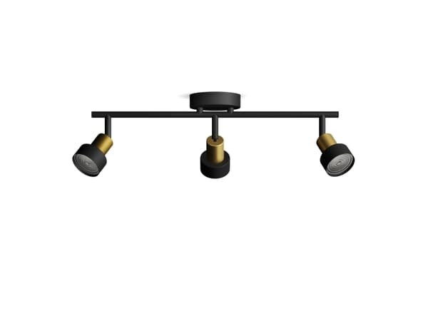 Philips 8720169299917, Spotlight på skinne, GU10, 3 ampuller, LED, 220-240 V, Sort, Messing