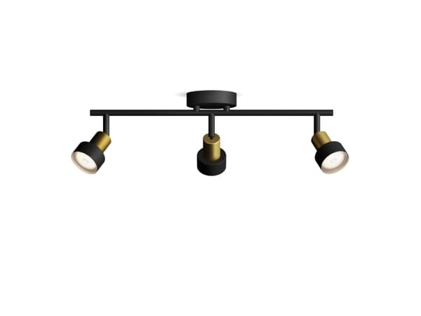 Philips 8720169299917, Spotlight på skinne, GU10, 3 ampuller, LED, 220-240 V, Sort, Messing Sort, Messing