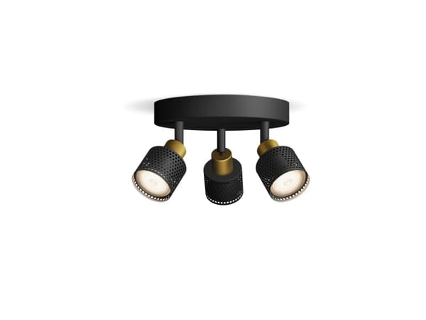 Philips 8720169300156, Spotlight på skinne, GU10, 3 ampuller, LED, 220-240 V, Sort, Messing