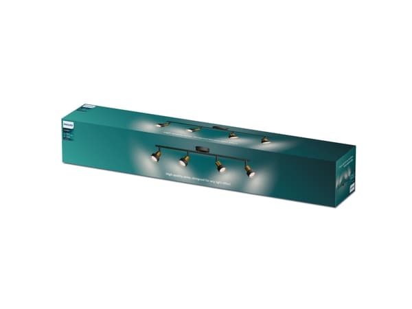 Philips 8720169299931, Skena för spotlight, GU10, 4 lampor, LED, 220-240 V, Svart, mässing