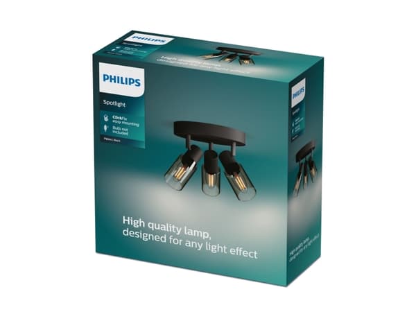 Philips 8720169299351, Skena för spotlight, E14, 3 lampor, LED, 220-240 V, Svart