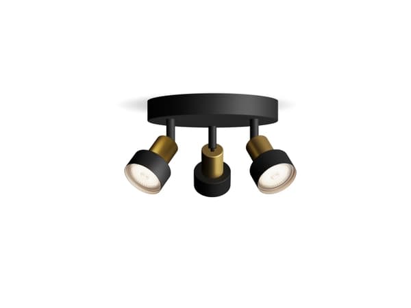 Philips 8720169299955, Skena för spotlight, GU10, 3 lampor, LED, 220-240 V, Svart, mässing Svart, mässing