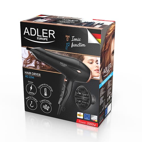 AD 2244 2000W ION Hårtørrer + Diffuser + AC Motor