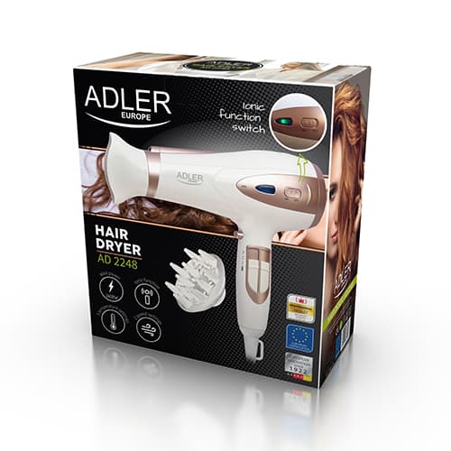 AD 2248 hvid 2200W ION Hårtørrer + diffuser