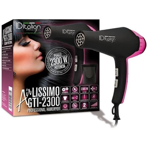 Professionell hårtork - ITALIENSK DESIGN - GTI 2300 AIRLISSIMO - 2300W - Rosa - Professionell spets ingår