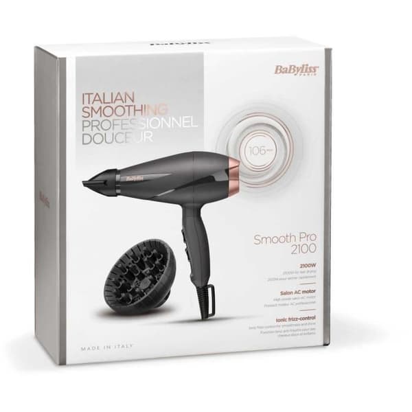 Hårtork - BaByliss - 6709DE Smooth Pro 2100 - AC motor - Tillverkad i Italien