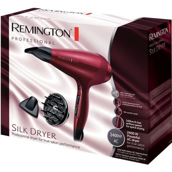 Remington AC9096 Silk Ionic Hårtork, Silk Protein Keramisk Grill, Professionell AC Motor, 2400W Turbo Funktion