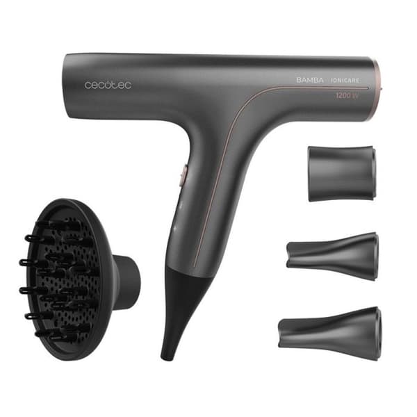 Hårfön - Cecotec - IoniCare 6000 Rockstar Soft Pro - 5 temperaturer - 4 tillbehör - Luftrensare Svart