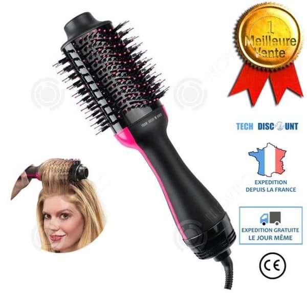 INN® Blowing Black Hair Curler Volumizer och hårtork, 4-i-1 Smooth Curl Jonisk hårstylingborste – elektrisk multifunktion