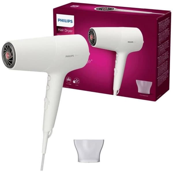 Hårtork - PHILIPS - 5000 Series BHD501/00 - ThermoShield - Luftjonisator - Vit