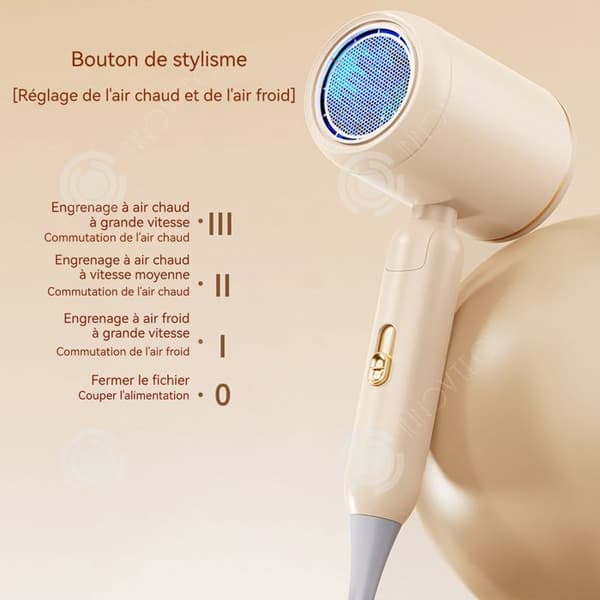 INN Hårfön 1200W Hög hastighet motor Intelligent temperaturkontroll Låg decibel brusreduktion Fällbar