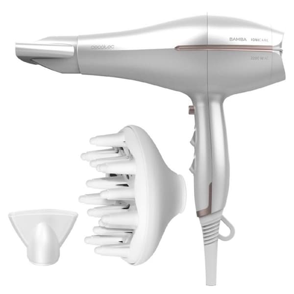 Cecotec jonisk hårtork med Bamba IoniCare 5300 Maxi Aura diffusor med 2200 W effekt, likströmsmotor med äkta och stor jon Vit