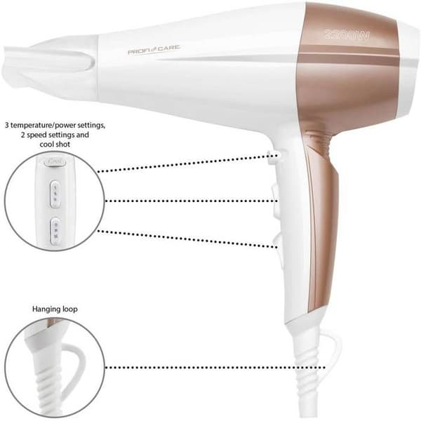 ProfiCare PC-HT 3010 Hårtork Vit-Champagne