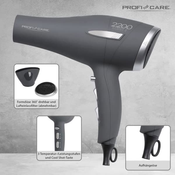 Profi-Care PC-HT 3045 hårtork - Märke: Profi-Care - Effekt: 2200 W - Färg: antracit