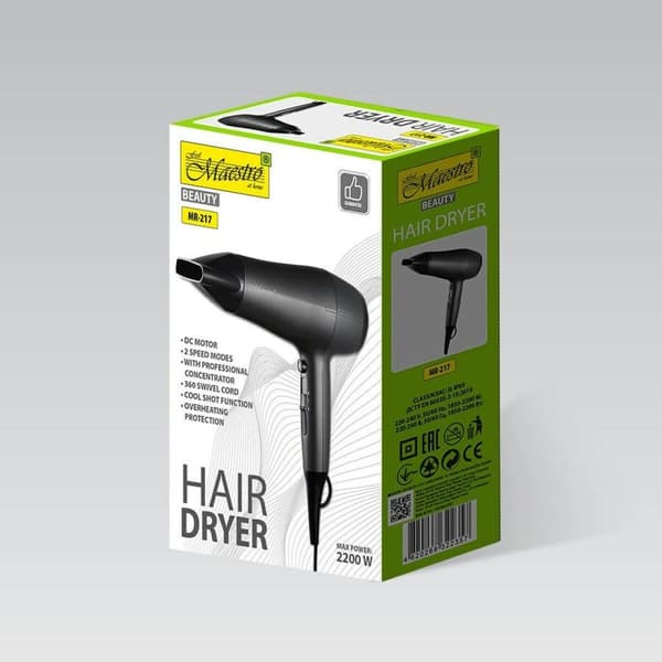 Hårtork Feel Maestro MR-217 Svart Grafit 2200 W