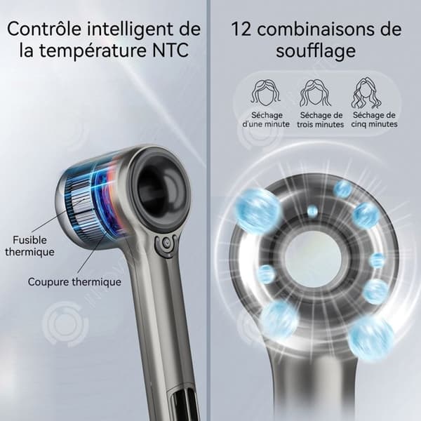 INN Hårfön 1600w 370g lätt kropp magnetisk luftmunstycke intelligent temperaturkontroll NTC hårvård med plasma