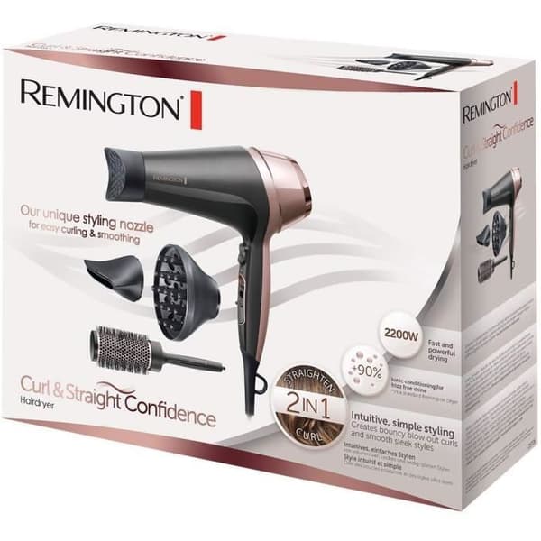 Remington D5706 Hårtørrersæt, Curl Confidence 2200W ionisk hårtørrer, 45 mm børste, keramisk grill, let, stille
