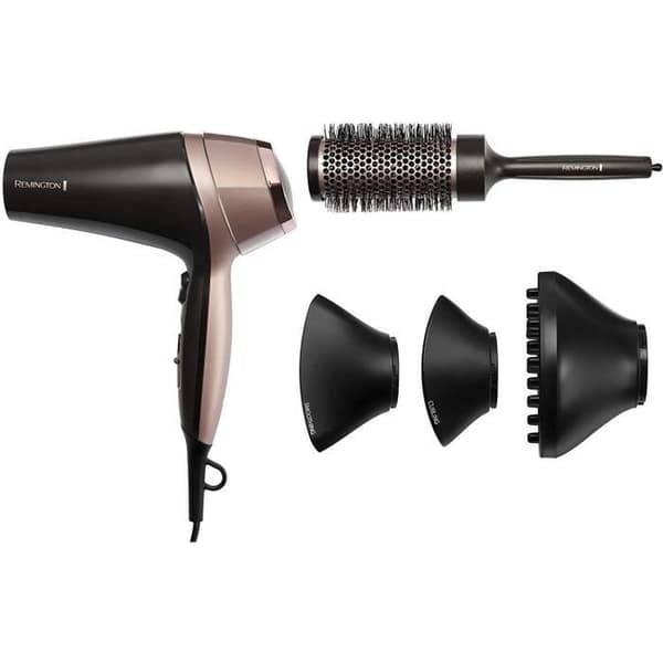Remington D5706 Hårtørrersæt, Curl Confidence 2200W ionisk hårtørrer, 45 mm børste, keramisk grill, let, stille