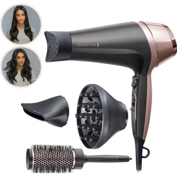 Remington D5706 Hårtørrersæt, Curl Confidence 2200W ionisk hårtørrer, 45 mm børste, keramisk grill, let, stille