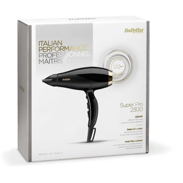 BABYLISS 6714E - Hårtork Super Pro 2300W - 3 temperaturer / 2 hastigheter - 120 km/h lufthastighet - Kalluftsknapp