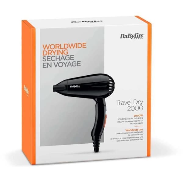 Hårtørrer - BaByliss - 5344E Travel Dry 2000 - Kompakt og letvægts med foldbart håndtag