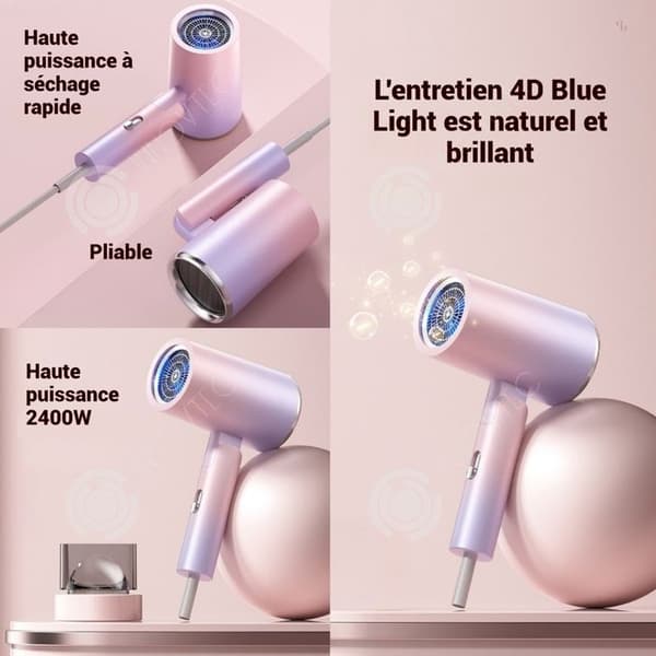 INN Hårtork 1400W 3 hastighetsinställningar för luftflöde kall/varm låg ljudnivå konstant temperaturövervakning rosa