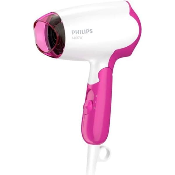 Philips DryCare Essential resefön 1,8 meter strömkabel 1 400 watt Rosa, Vit