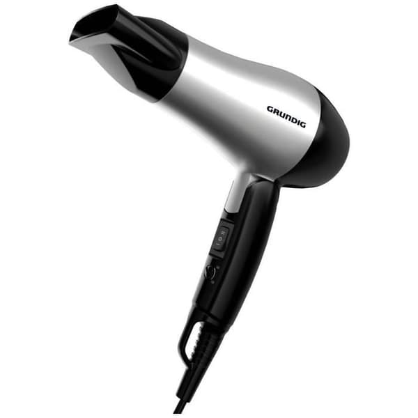 Grundig HD 2200 Resehårtork - Silver-Svart - 2200W - Luftjonisator Svart, Silver