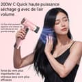 Miniatyrbild 4 av 4: C Sèche-hairblås rosa uppladdningsbar 200w 300 000 varv/min professionell med LED digitaldisplay bärbar hårblås för resa