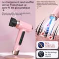 Miniatyrbild 2 av 4: C Sèche-hairblås rosa uppladdningsbar 200w 300 000 varv/min professionell med LED digitaldisplay bärbar hårblås för resa