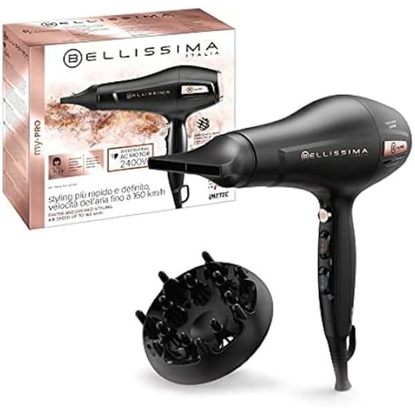 Hårtork - BELLISSIMA - My Pro P3 3400 - 2400W - Jonisk Teknik - Keramisk Galler Svart
