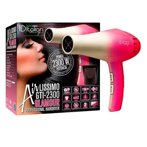 GTI 2300 Airlissimo Glamour Hårtork - Italiensk Design - Rosa - Dam Rosa, Vit