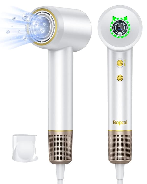 Professionell Hårfön, 1600W Effekt, 110000RPM Hastighet, Intelligent Temperaturkontroll,Vit