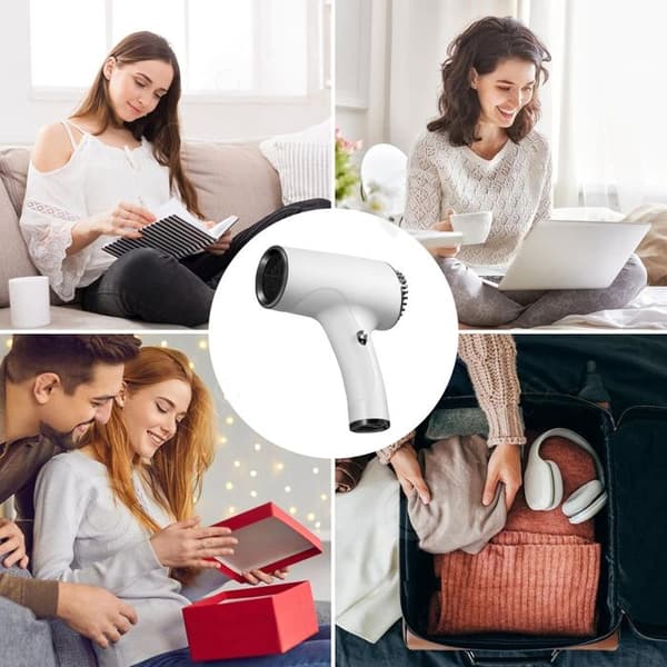 INN Hårtork 500 W hög effekt med negativa joner 2 nivåer av varm och kall luft mini bärbar trådlös hårtork vit