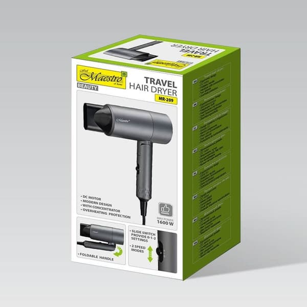 Hårtork Feel Maestro MR-209 Svart Grafit 1600 W