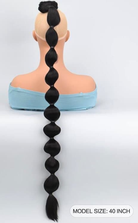 Pom pom SVART fläta hästsvans Hot volymlöshår Hår tillbehör NYHET! Löshår extensions