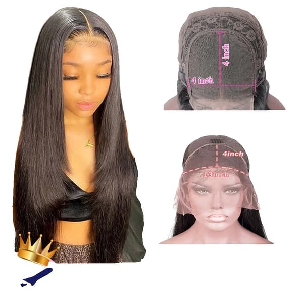 Pitkähihainen peruukki, HD-läpinäkyvä pitsi, brasilialainen suora malli, 4x4 WIG, 22 TUUMAA, 180%