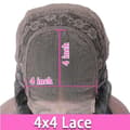 Miniatyrbild 2 av 2: Spetsfrontperuk, HD-transparent spets, brasiliansk benrakt, 4x4 WIG, 20 tum, 180%