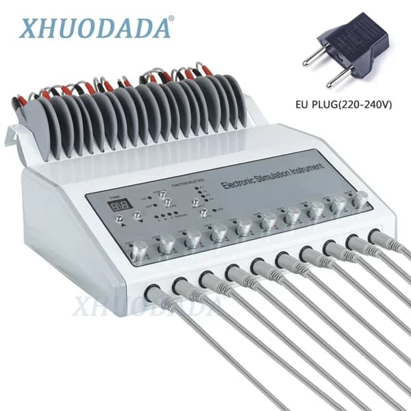 Professionel Elektrisk Muskelstimulator, 220V Spænding, 10 Kanaler Udgange,220V-EU STIK