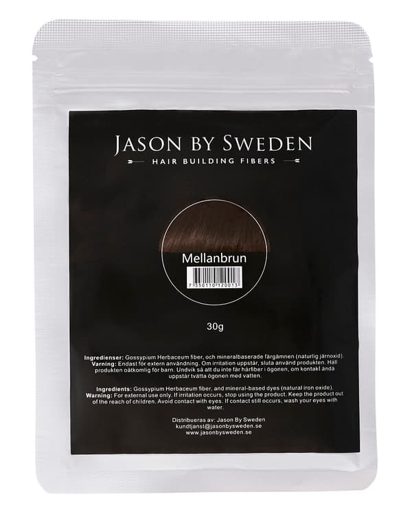Jason By Sweden täyttää hiuskuidut 30g - Keskiruskea