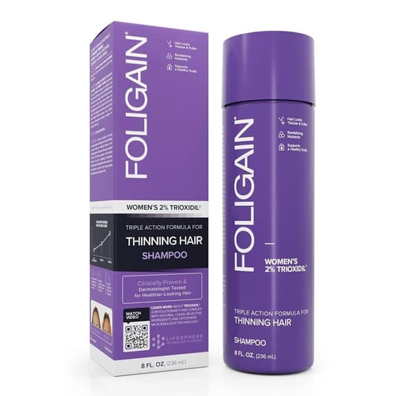 Foligain Triple Action Shampoo ohuille hiuksille 2% Trioxide ehkäisee hiustenlähtöä 236ml