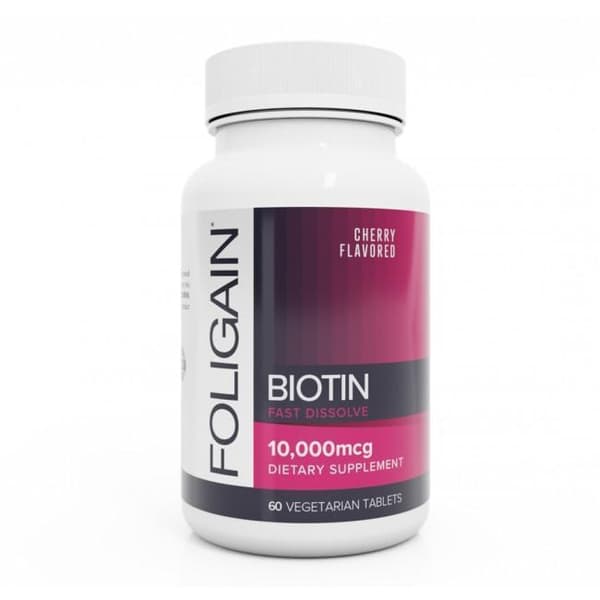 Foligain Biotin Hair Booster 10 000 mcg Kirsikkamaku 60 tablettia