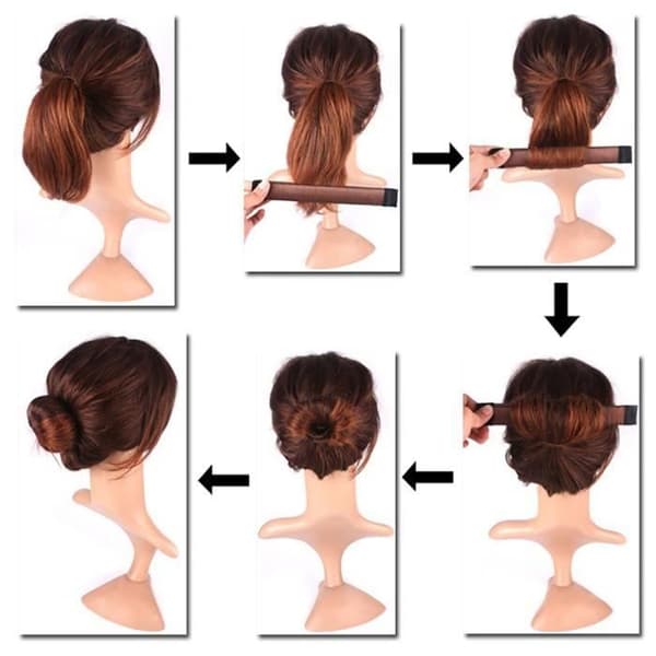 Frisyr Hair Bull Maker Clip Curler Roller Hårverktyg för Donut Ex Girl Ladies Magic Hair DIY Tool (svart)