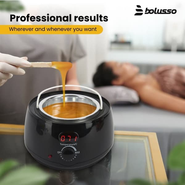 Bolusso-vahauslaite, karvanpoistosetti, lämmitin, 5 eri tyyppistä vahapapua (500 g), 50 vahapuikkoa, säädettävä lämpötila 30–120 °C, vahaussetti h