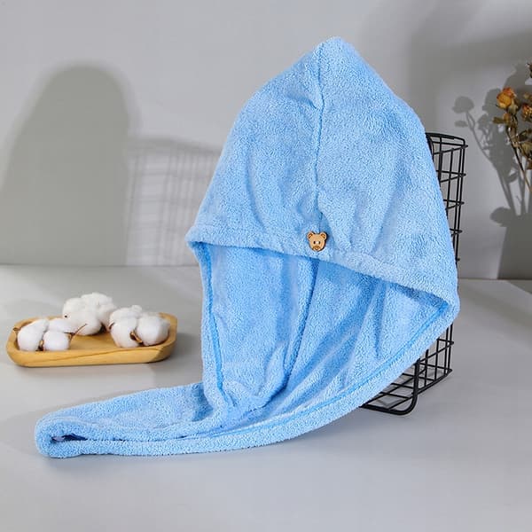 HÅRTØRRINGSHÅNDKLÆDE Hovedbeskytter BJØRNEKLIPPE Mikrofiber Blå