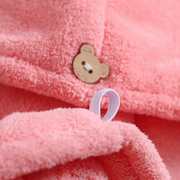 HÅRTORKANDE HÅRHÅRDUK Huvudmössa BJÖRNKLÄMMA Mikrofiber Rosa