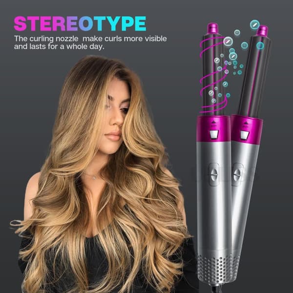 Moorle Multifunktionel 5-i-1 Hårtørrer, Air Styler, Hot Air Brush, Hair Styler - Krøller, Volumen og glat hår