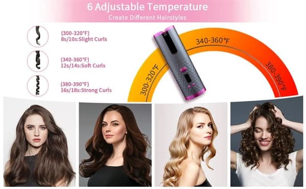 Automatisk Locktång / Hårkrullare Hair Curler uppladdningsbar